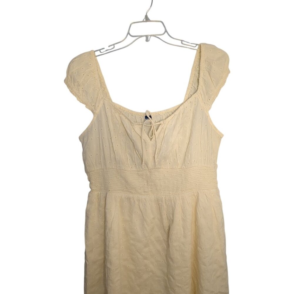 Old Navy Cream Floral Mini Dress Women's Size XL tall coquette babydoll sundress - Picture 2 of 13